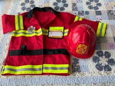 Melissa  Doug Fire Chief Role Play Costume Jacket Ages 3-6 Pretend Play helmet