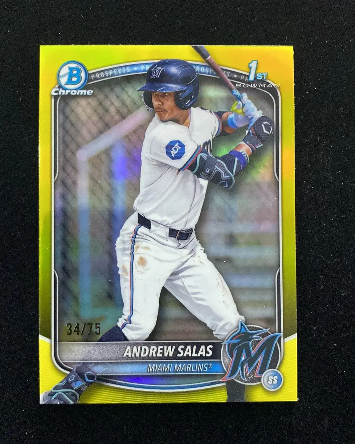 2025 Bowman Chrome Prospects Yellow #BCP-156 Andrew Salas 1st 34/75 Marlins OC19