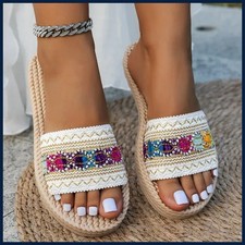 Women Slippers Outdoor Flat Designer Shoes Women Large Size Bohemian Ethnic