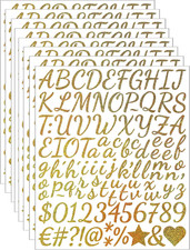 8 Sheets Letter Stickers 840 PCS Gold Glitter Script Alphabet Stickers 1 Inch  