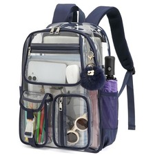 Clear Backpacks for Girls Boys, Heavy Duty PVC Transparent School Bookbag See...