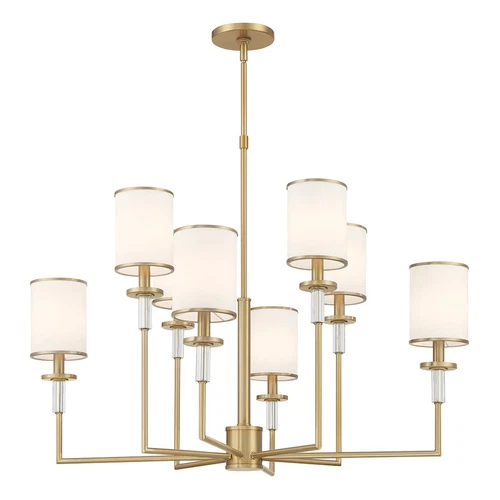 Crystorama Hatfield 8 Light Chandelier, Vibrant Gold/White - HAT-478-VG - Picture 1 of 1