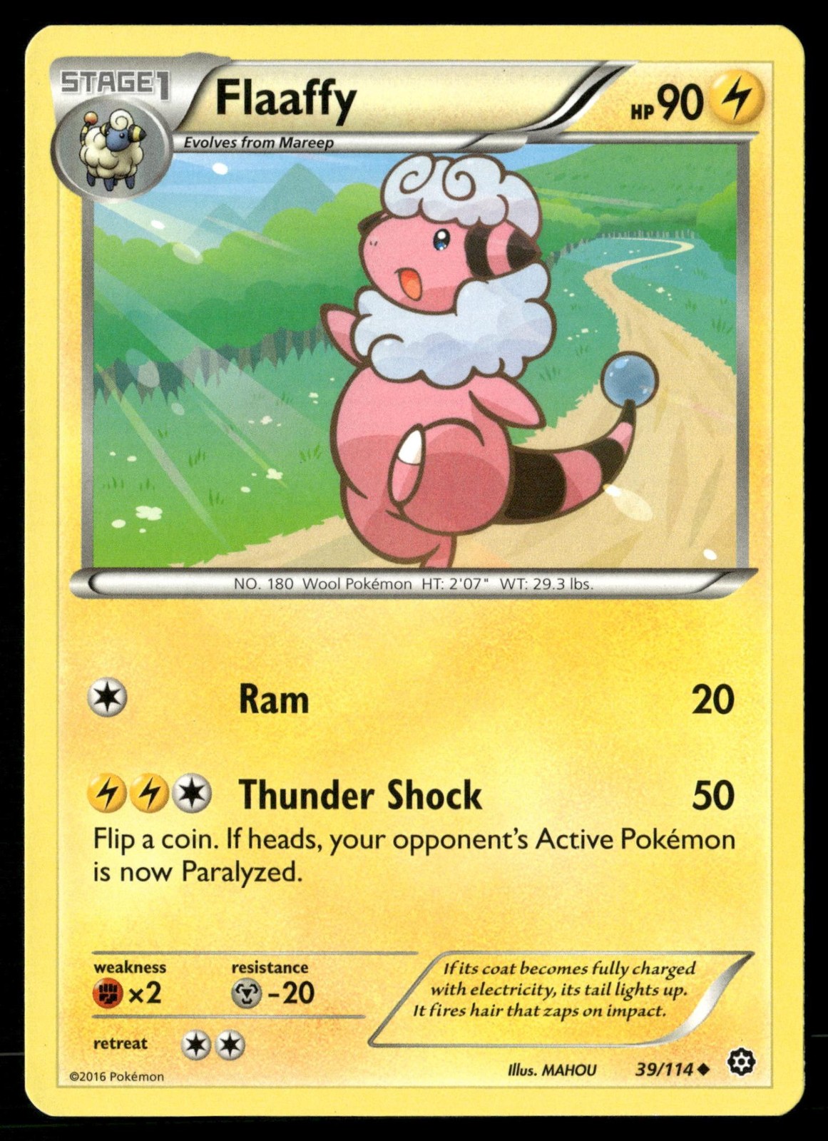 Flaaffy 39/114 Uncommon Steam Siege Pokemon Near Mint