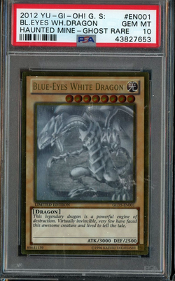 YuGiOh Blue Eyes White Dragon GLD5-EN001 Ghost Rare PSA 10 Gold