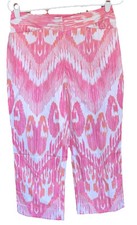 CHICO'S WOMEN'S PINK  WHITE CAPRI PANTS ZIPPER CLOSURE FRONT POCKETS SZ 0 EUC