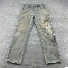 Dickies Pants Mens 33x34 Green Carpenter Straight Relaxed Fit Workwear Thrashed
