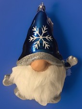Holiday Time Shatterproof Blue Gnome with Glitter Christmas Ornament Decor 8"