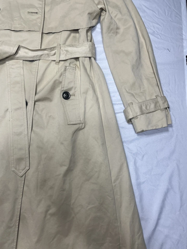 G.E.T. Get Trench Coat Lg Bronceado Impermeable Frontal Botón Cierre Corbata Cintura Foto 3 de 4