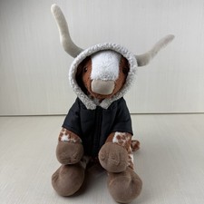 Build-A-Bear Texas Longhorn Spotted Cow Plush Brown White Stuffed Animal 14.5  