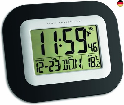 TFA Dostmann Digitale Funkuhr, 60.4503, Wanduhr, mit Innentemperatur und