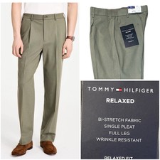 Tommy Hilfiger Men Modern fit Dress Pants 33/32 Sage Green Solid Stretch New NWT