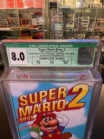 NES Super Mario Bros 2 CIB Not Sealed graded CGC 8.0 With 9.2 Cartridge