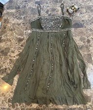 Sue Wong Nocturne Silk Beaded Babydoll Dress Size 2 Fairycore Forest fairy