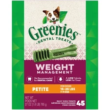 Greenies Weight Management Petite Dog Dental Chews 27oz (45 Treats)
