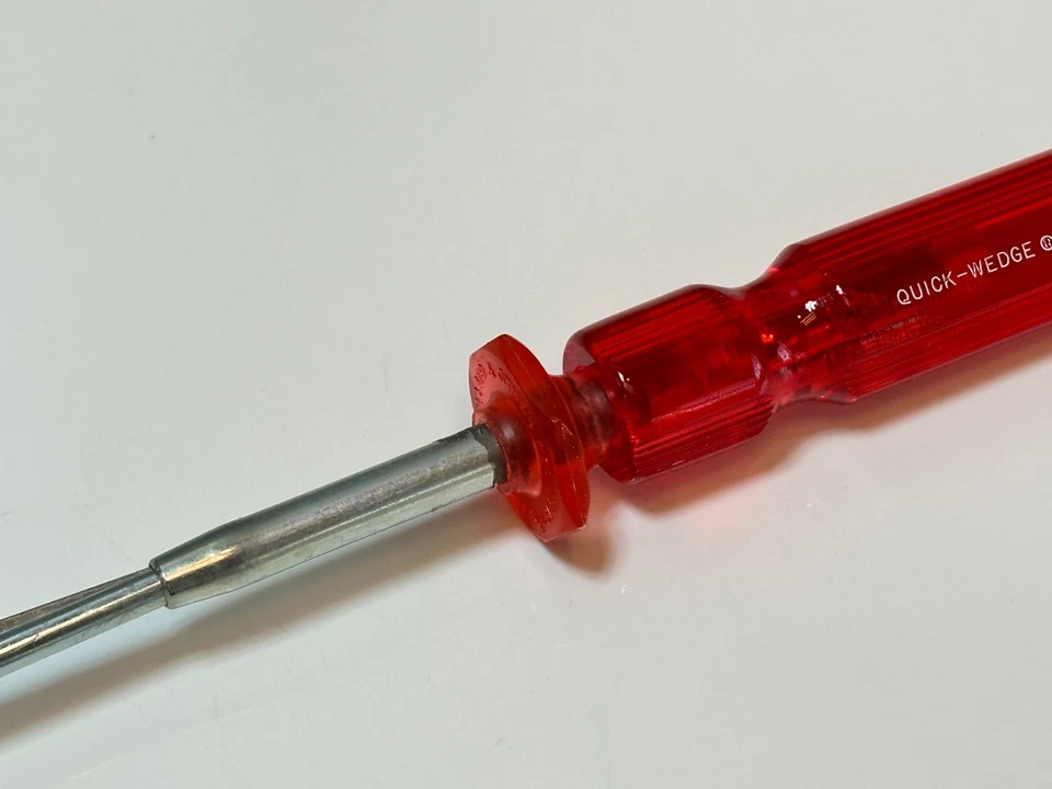 NOS Quick-Wedge No. 1834 Red Transparent Handle Flat Screw-Holding Screwdriver - Image 3 of 4