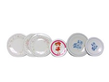 Lot/6 - Vintage Tin Metal Toy Play Doll Plates - Incl. Pfaltzgraff