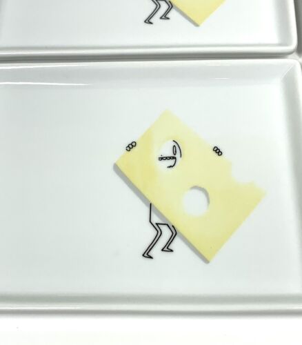 CB2 Crate and Barrel Swiss Cheese Oliver 2011 Appetizer Plates SET of 4 - Picture 3 of 7