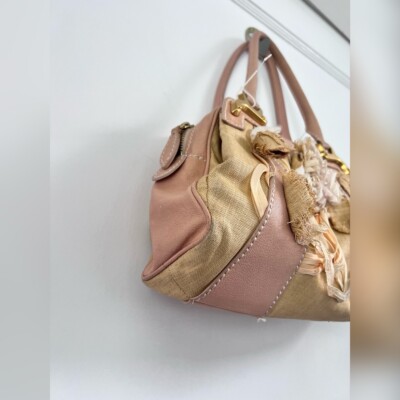 Valentino Garavani vintage pink leather and organza flowers