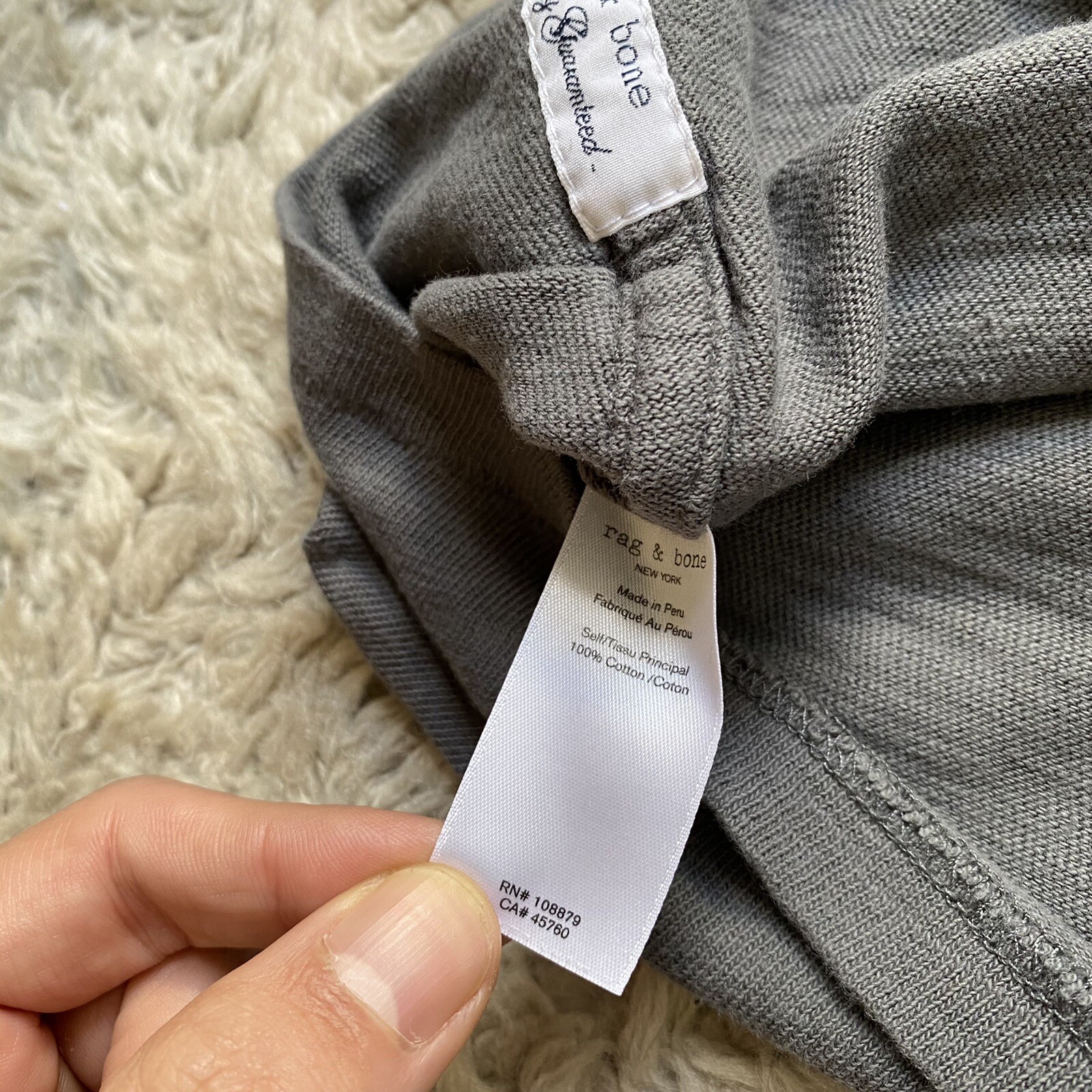 Rag \u0026 Bone Small Gray Slub Cotton T 