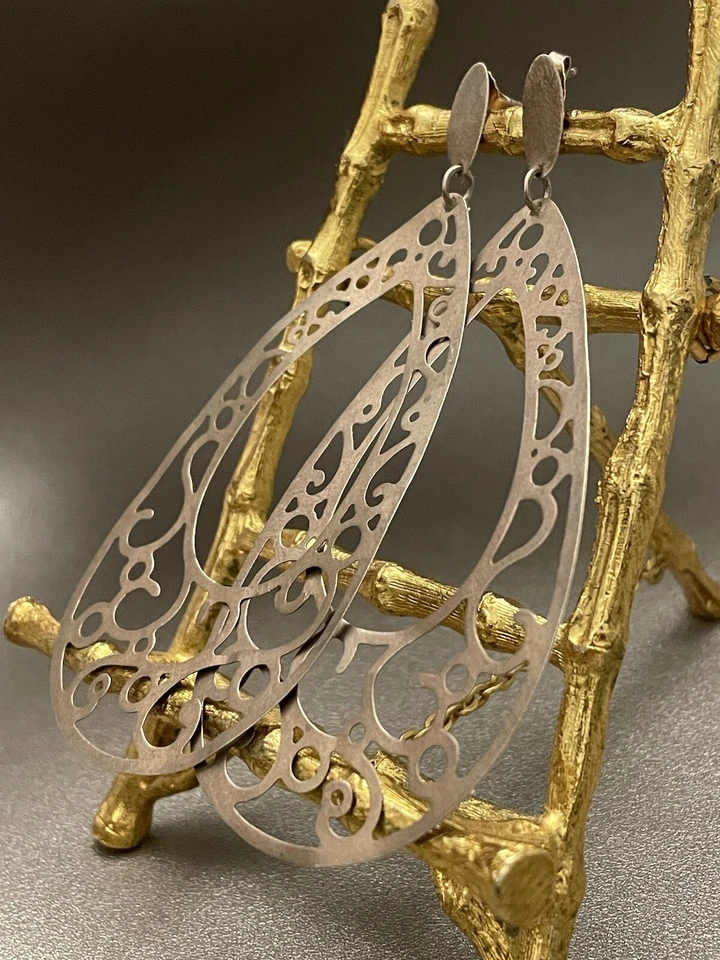 Silver gold plated Italian Earrings, sample 925 Italy - Image 3 of 4