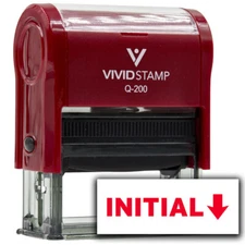 Vivid Stamp Initial (Arrow Right or Down) Self Inking Rubber Stamp