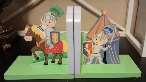 FANTASY FIELDS Knights Castle Bookends Kids Room Nursery Decor Wood Set