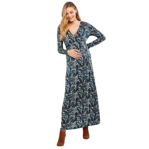 Jessica Simpson Maternity Maxi Dress Size Large Surplice Long Sleeve Snakeskin - Picture 10 of 10