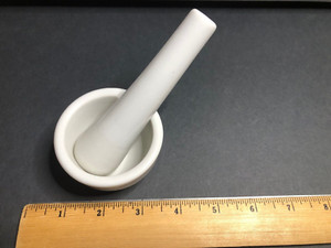 VINTAGE SMALL MORTAR & PESTLE WHITE PORCELAIN
