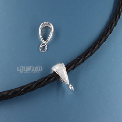 2 Small Solid Sterling Silver V Pendant Bail Connectors, w/Open Loop  #33365
