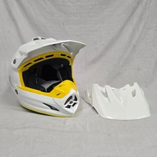 Troy Lee Designs SE3 Full Face MX Helmet White w/ Yellow Trim Medium M *BLEM*