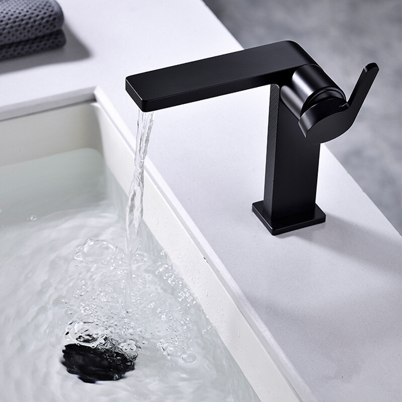 Bathroom Basin Mixer Tap Single Lever Black Powder Monobloc - View #7