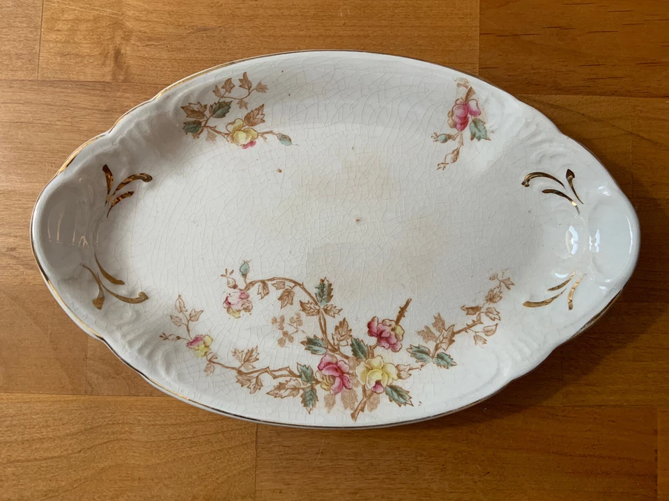 Anchor Pottery J. E. N. Vintage Cream Floral Serving Platters (Set 2) Foto 3 de 4