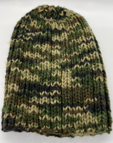 boys skull Handmade Crochet Hat Beanie camo green knit brown Ski Winter Cap - Picture 1 of 6