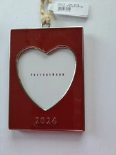Pottery Barn 2024 Red Heart Enamel Photo Frame Christmas Tree Ornament