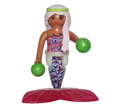 Playmobil Mermaid Pink hair white tail & green water bubbles Ocean Sea Life C11