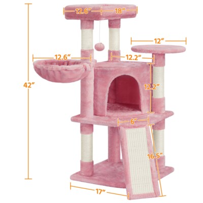 42in Cat Tree Tower Play House Cat Scratching Post for Indoor