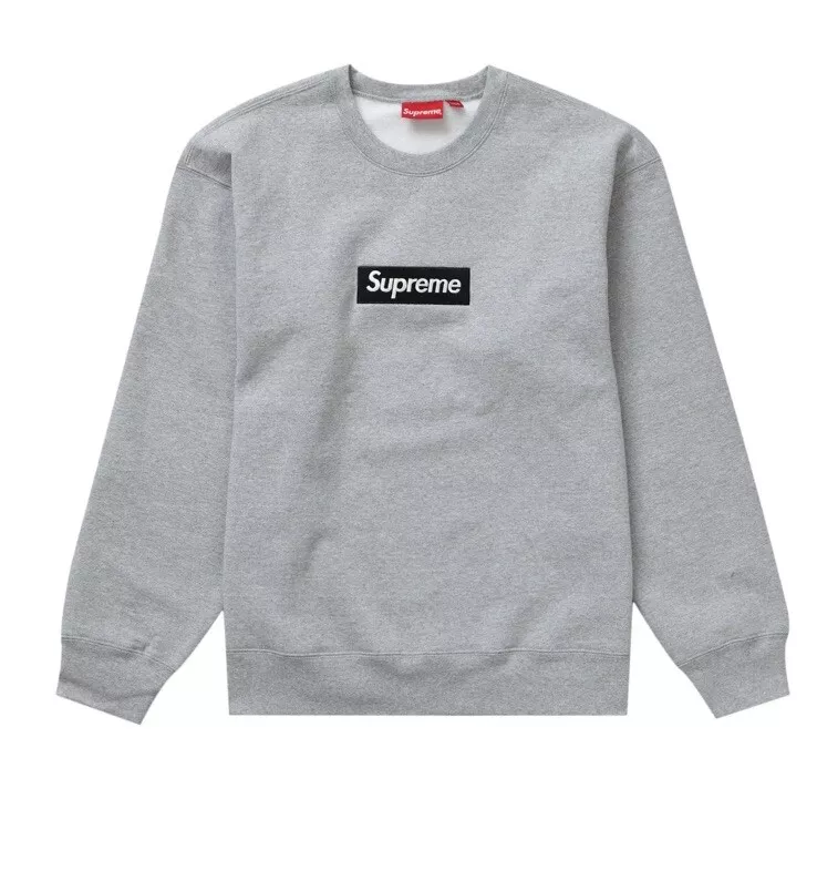 SWEAT SHIRT COL ROND LOGO BOÎTE SUPRÊME TAILLE XL GRIS CHINÉ FW22