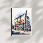 Graffiti Wall Art Print | Urban Street Art of Old Factory Building Decor