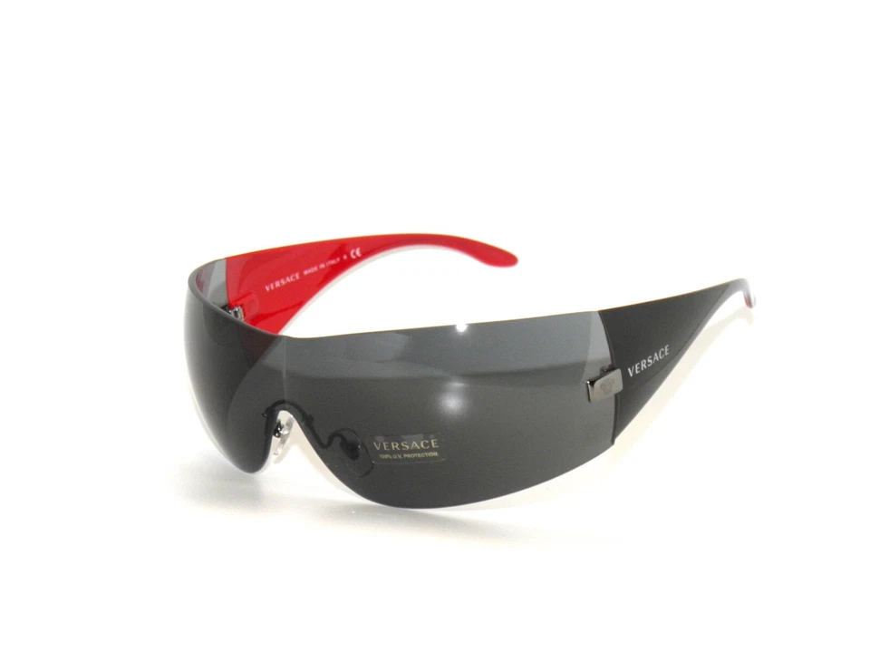 Versace 2054 100187 Black red Grey Shield  Sunglasses