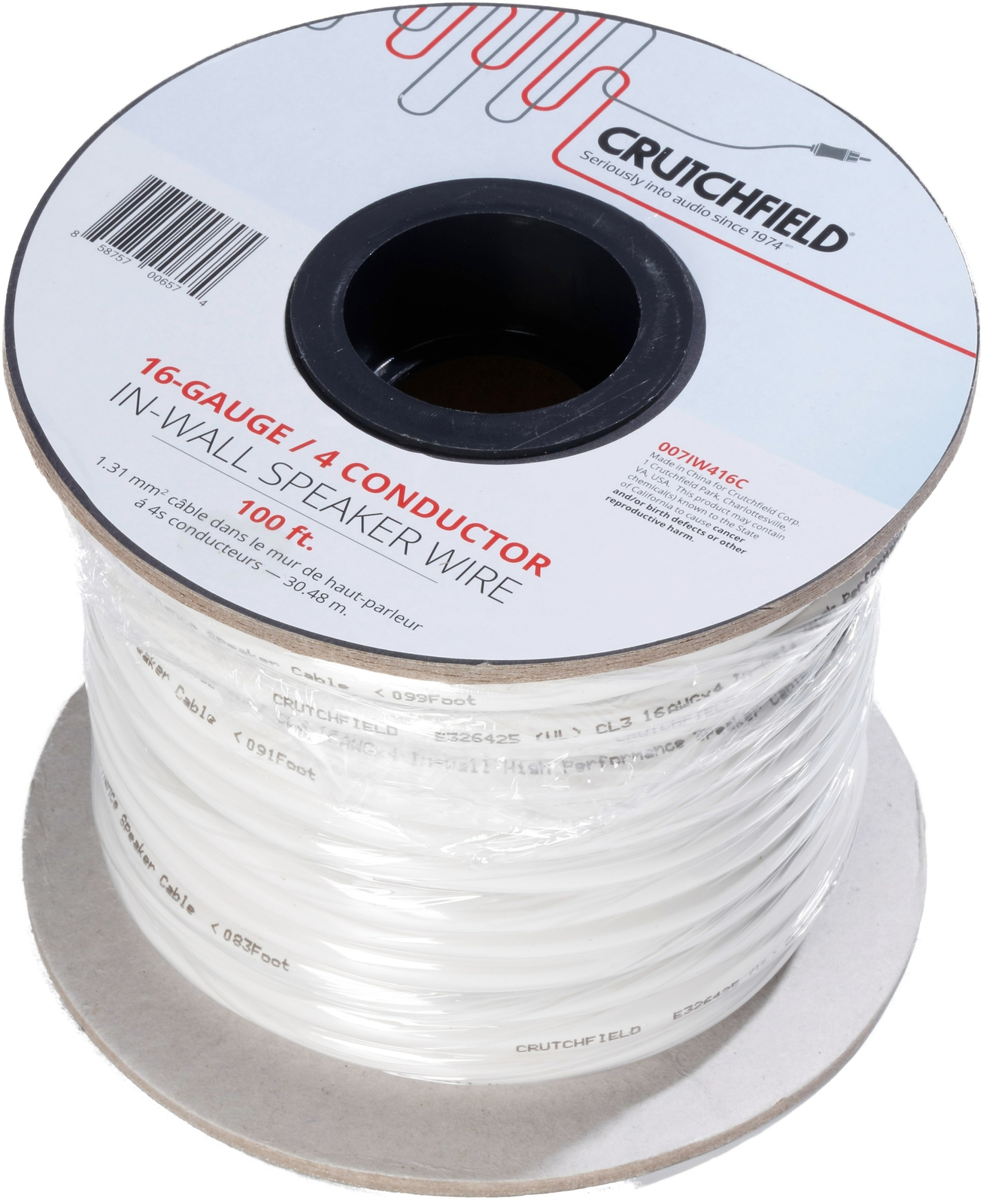 Встроенный в стену 4-жильный провод Crutchfield 16-го калибра, рулон длиной 100 футов