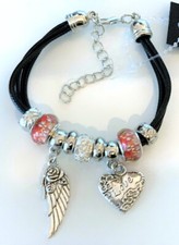 New charm Bracelet with Gorgeous Angel Wing and Lover Heart pendants