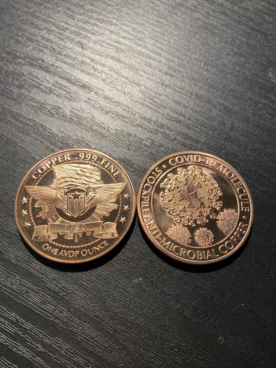 1 Oz . 999 Copper Round COVID 19 Molecule Stockpile anti-microbial coin  (ADVP)