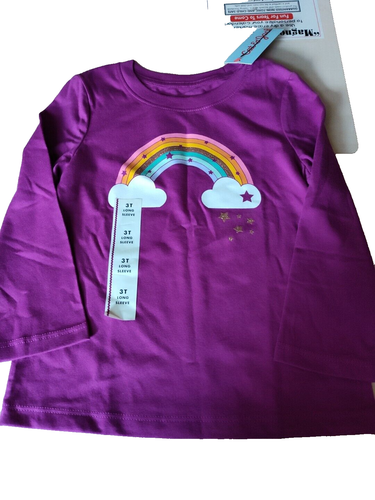 Cat & Jack Girls Purple Long Sleeve Rainbow Shirt - 3T - New with tags - 第 1/1 張圖片