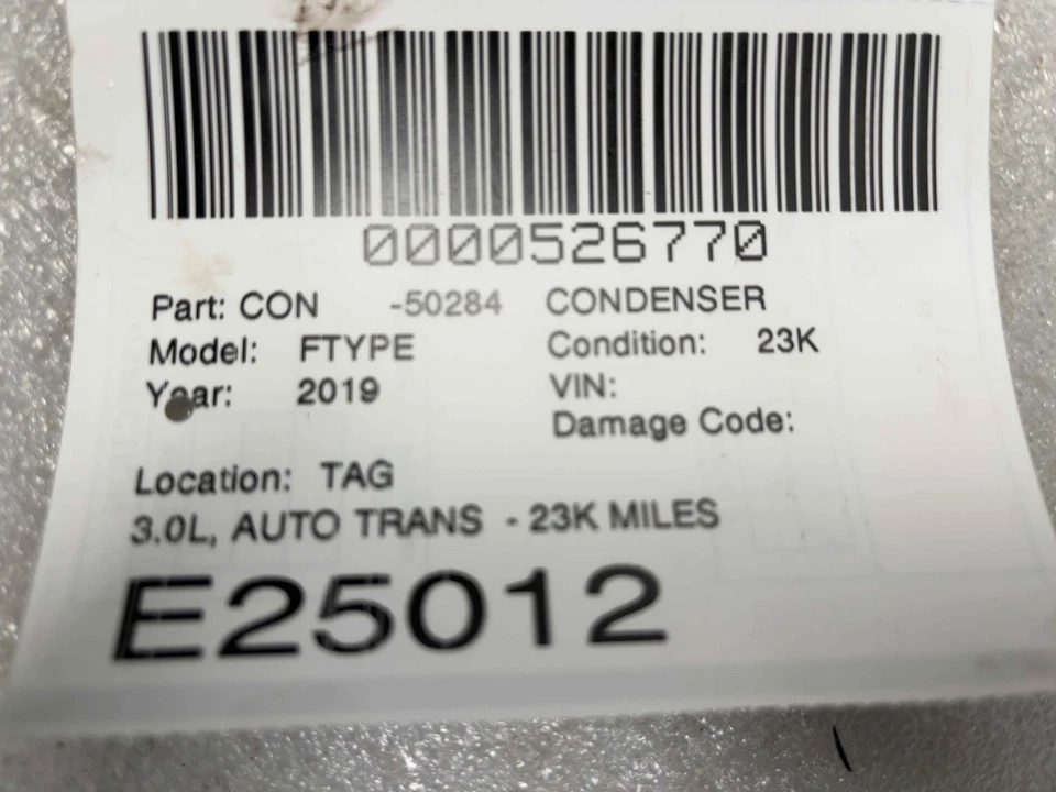 Condensador Jaguar F-Type 2014-2020 - transmisión automática de 3,0 L - 23 k millas OEM Foto 3 de 3