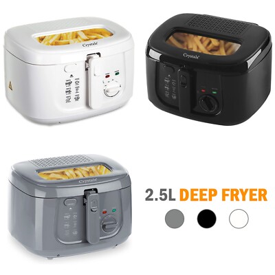 2,5L Fritteuse Chip Elektrische Antihaft Pfanne & Sicherer Korbgriff mit Fenster