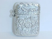 CIRCA 1890 R. WALLACE & SONS SILVER & SILVER GILT MATCH SAFE  R.W.&S #4 STAGHEAD