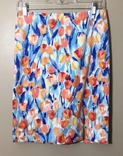 Talbots Multicolor Tulip Print Straight Skirt Size 2 Petite Spring