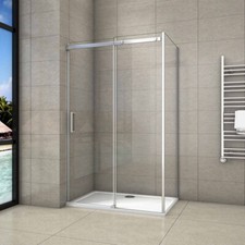 195 cm Box Doccia Porta Scorrevole con Parete Fissa Vetro 8 mm Temperato