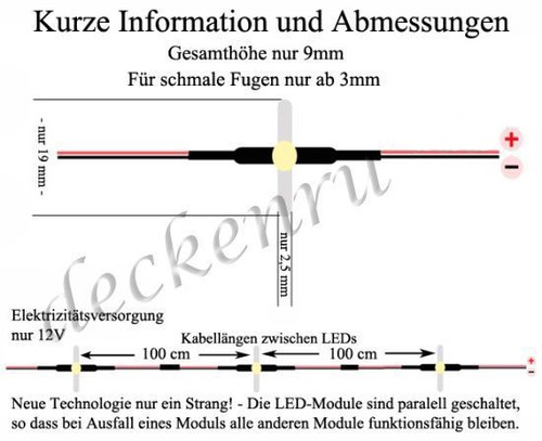 Fliesen LED 3mm Kalt-Weiß Fuge Licht Beleuchtung Fugenlicht Kreuz Fliesenlicht - Bild 2 von 7