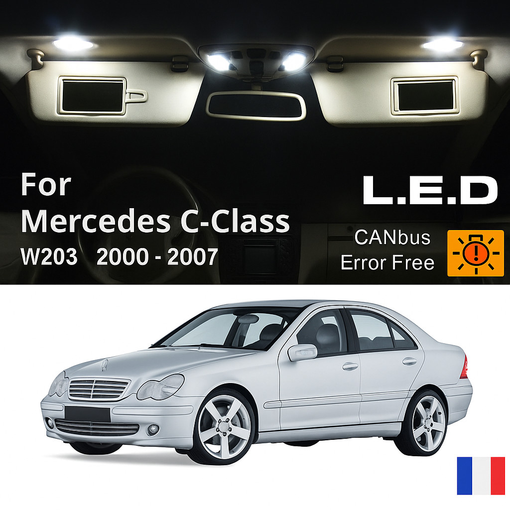 Ampoules LED Mercedes W203 blanc pour remplacer l'éclairage jaune